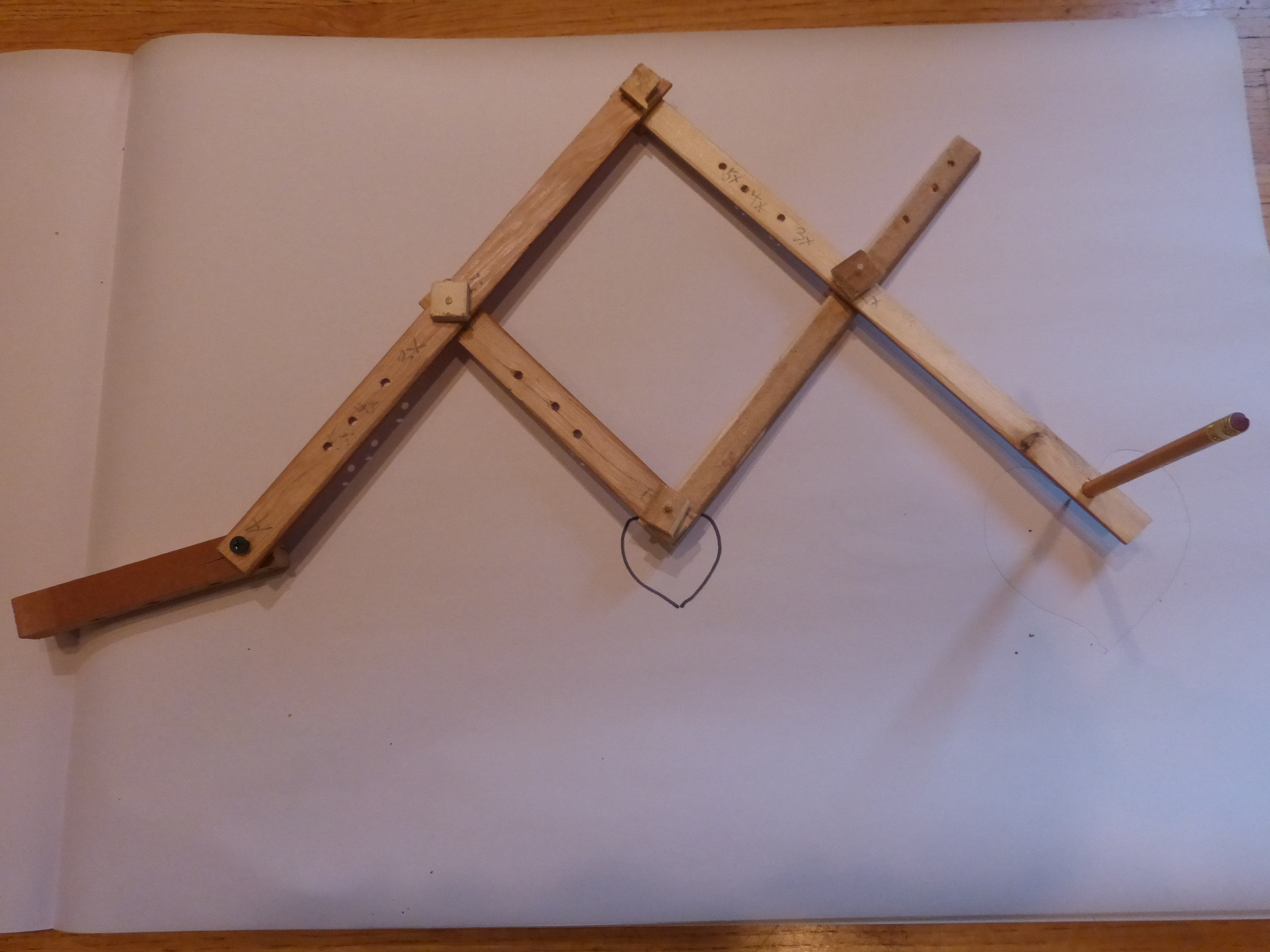 4 wood sticks forming a parallelogram