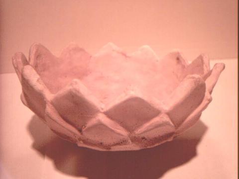 Concrete cast lotus bowl