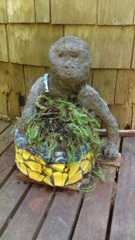 finished hypertufa monkey planter